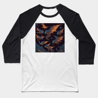 A Kaleidoscope of Vibrant Flying Dragons Soaring Through The Night Sky Baseball T-Shirt